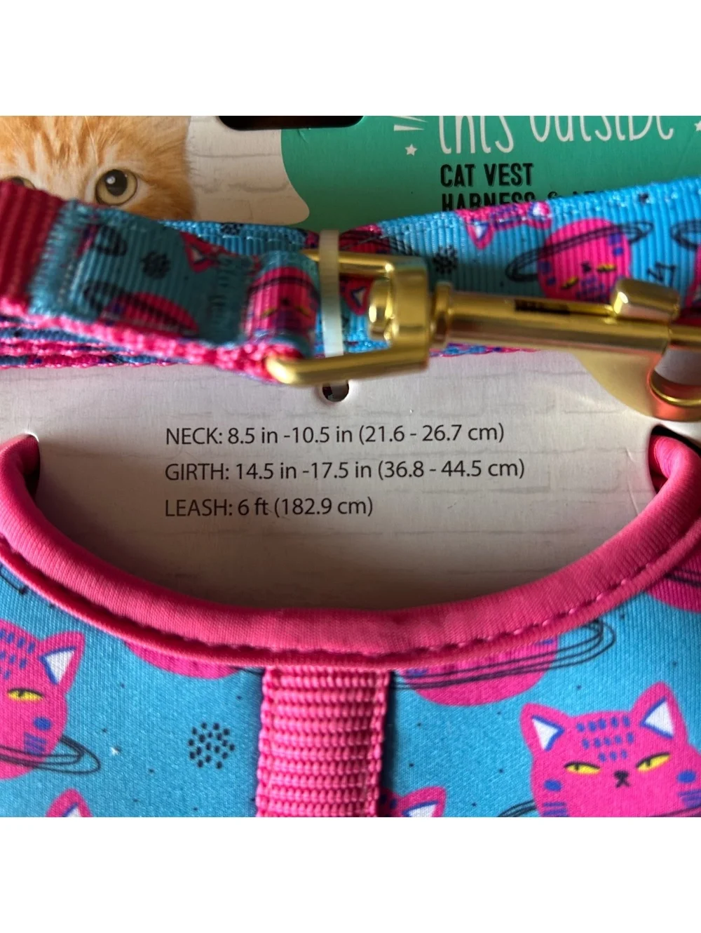 NWT cat vest harness and leash blue and pink